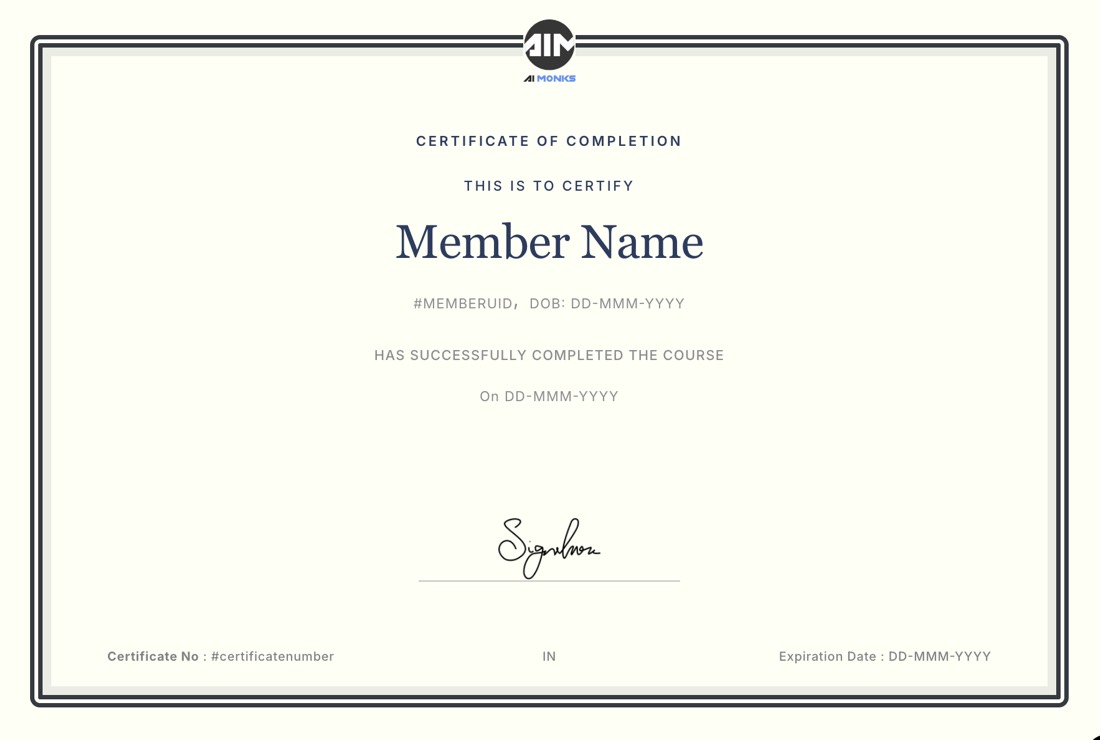AI Monks Certificate of Completion